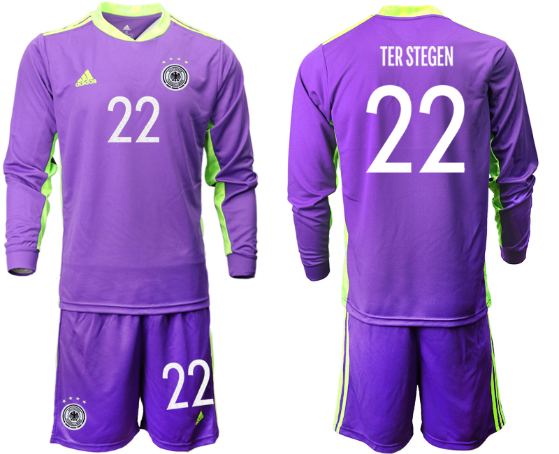 Men 2021 European Cup Germany purple Long sleeve goalkeeper #22 Soccer Jersey->germany jersey->Soccer Country Jersey